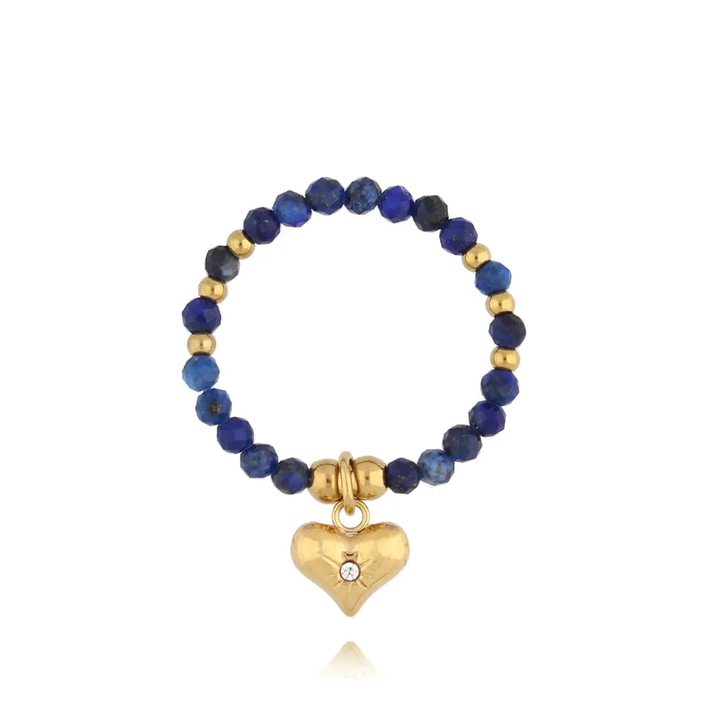 Lapis lazuli Adjustable Ring with Heart