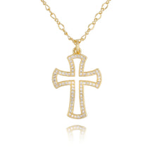 Load image into Gallery viewer, Gold Crystal Cross Necklace
