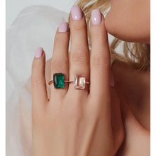 Load image into Gallery viewer, Emerald Green Crystal Adjustable Rose Gold Ring
