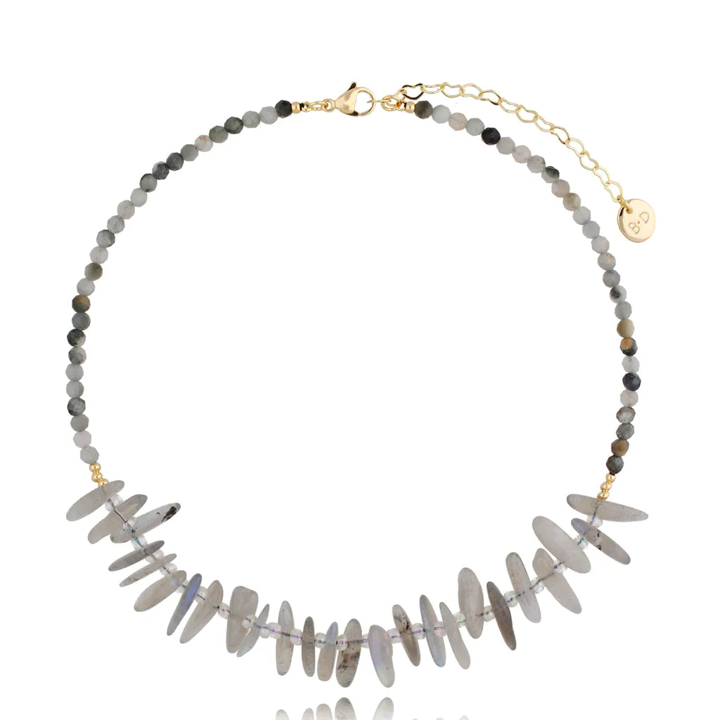 Gray Labradorite Stone Chocker Necklace
