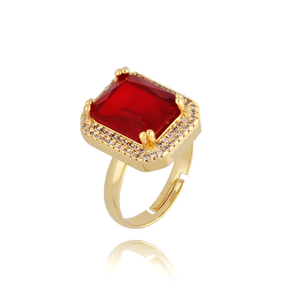 Red Crystal Majestic Adjustable Ring