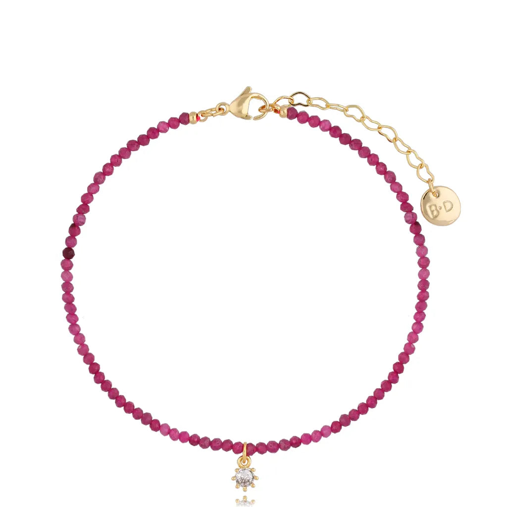 Ruby Anklet with Crystal