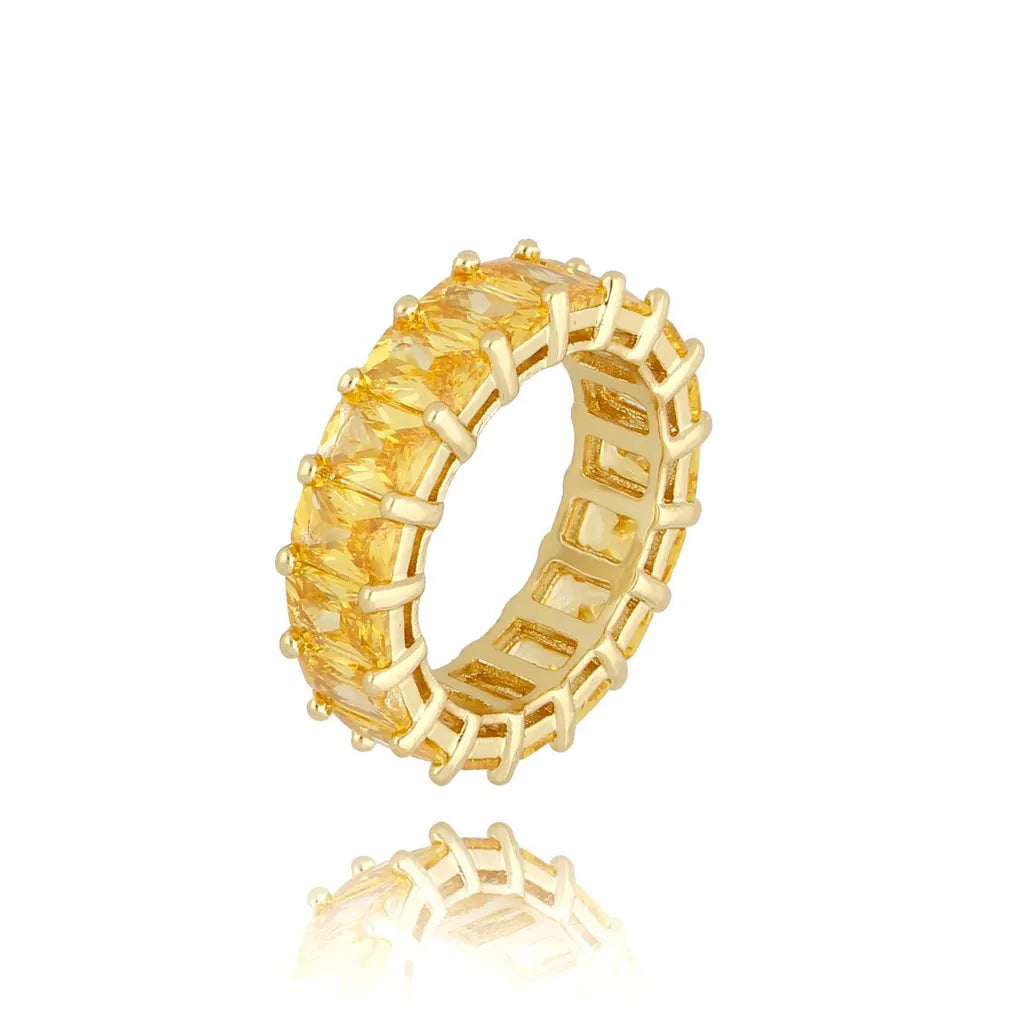 Yellow Crystals Size 8 Ring