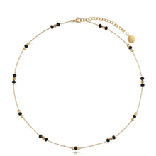 Load image into Gallery viewer, Gold Necklace with Black Beads
