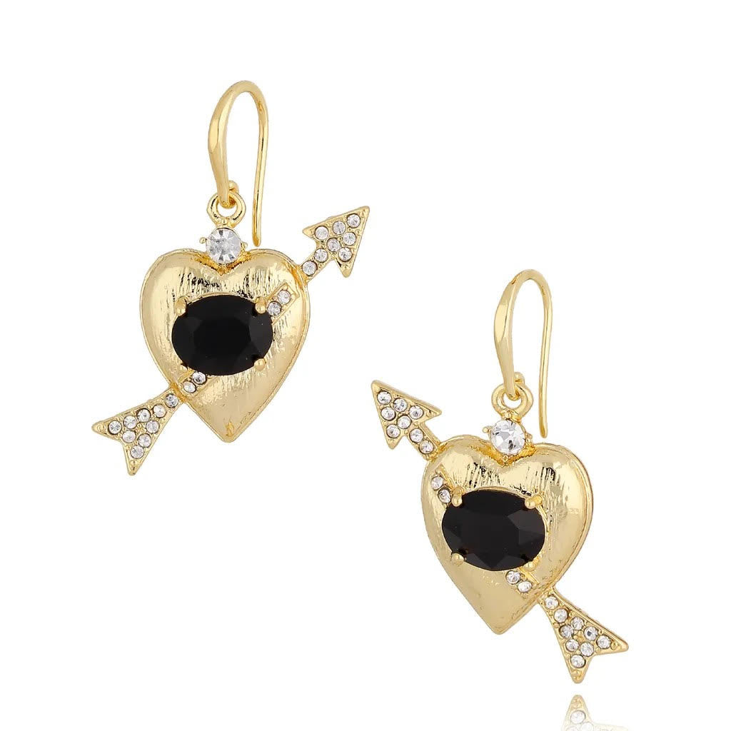 Shot an Arrow Through My Heart Gold Heart Earrings – BeYu Bijou